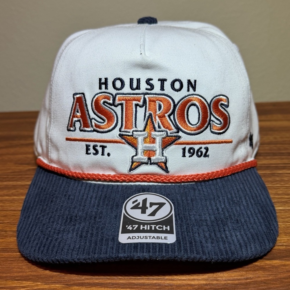 Houston Astros '47 Brand Hitch Rope Mens Snapback Hat Cap Navy Orange Corduroy